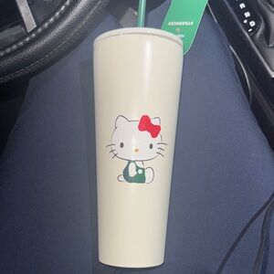 Starbucks Cream Tumbler with Hello Kitty Design
